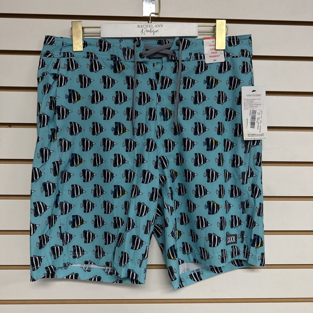 Saxx BETAWAVE 19" 2N1 DropTemp Cooling Liner Ballpark Pouch Swim Trunks 32 NWT